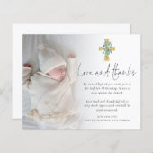 Budget Eucalyptus Cross Foto Christening Bedankt (Voorkant / Achterkant)