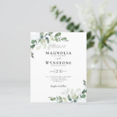 Budget Eucalyptus Details bruiloft Uitnodiging (Staand voorkant)