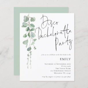 Budget Eucalyptus Disco Bachelorette Party nodigt