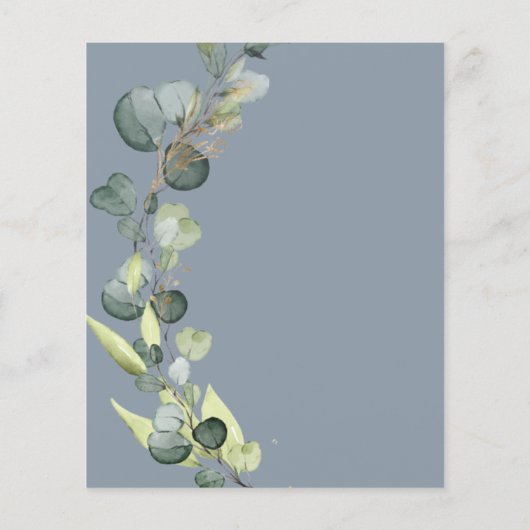 Budget Eucalyptus Dusty Blue Wedding Uitnodiging (Achterkant)