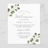 Budget eucalyptus Eerste Heilige Communie uitnodig Flyer (Voorkant)