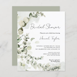 Budget Eucalyptus Elegant Bridal Shower Invitation