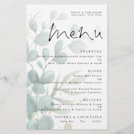 Budget Eucalyptus Elegant Script Wedding Menu
