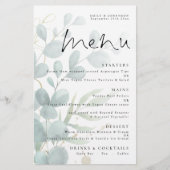 Budget Eucalyptus Elegant Script Wedding Menu (Voorkant)