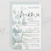 Budget Eucalyptus Elegant Script Wedding Menu (Voorkant / Achterkant)