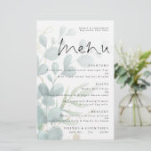 Budget Eucalyptus Elegant Script Wedding Menu (Staand voorkant)
