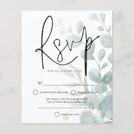 Budget Eucalyptus Elegant Script Wedding RSVP