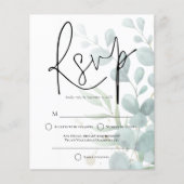 Budget Eucalyptus Elegant Script Wedding RSVP (Voorkant)