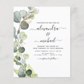 Budget Eucalyptus Elegant Wedding Invitation (Voorkant)