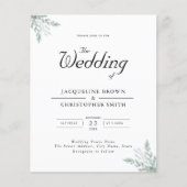 Budget Eucalyptus Elegant Wedding Invitation Flyer (Voorkant)