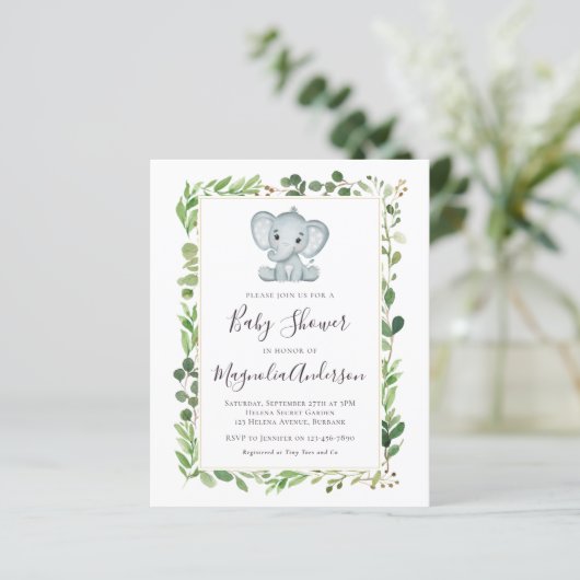 BUDGET Eucalyptus Elephant Baby shower Invision (Staand voorkant)