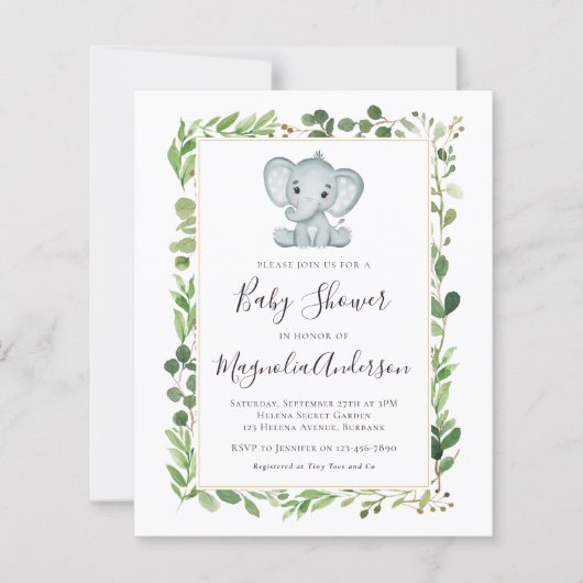BUDGET Eucalyptus Elephant Baby shower Invision (Voorkant)