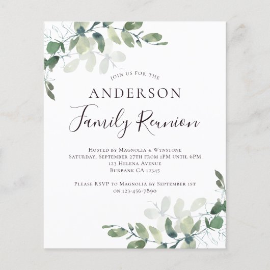 Budget Eucalyptus Family Reunion Uitnodiging (Voorkant)