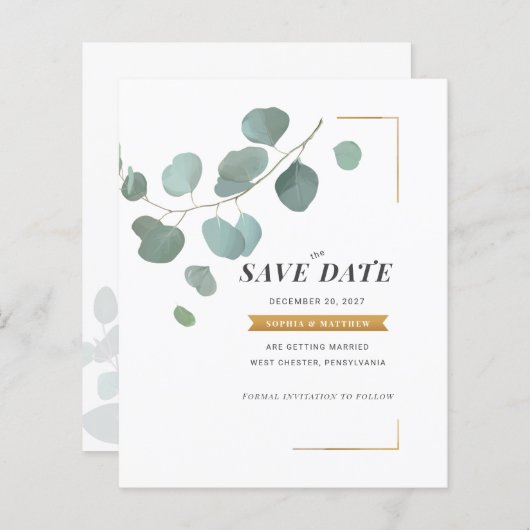 Budget Eucalyptus Faux Gold Lijst behalve datum (Voorkant / Achterkant)