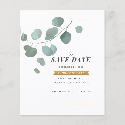 Budget Eucalyptus Faux Gold Lijst behalve datum (Voorkant)