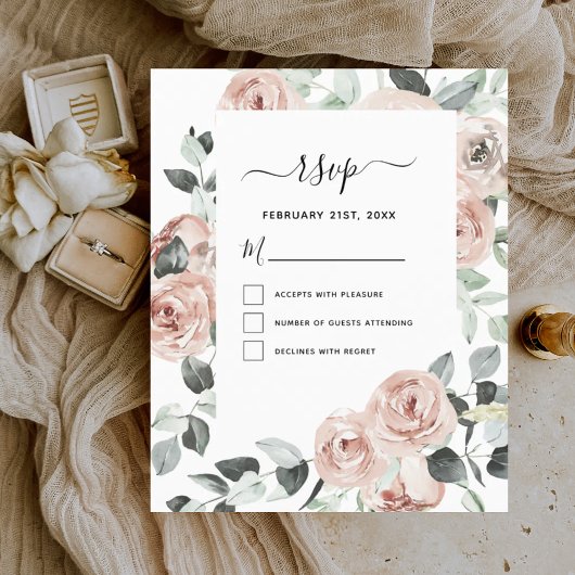 Budget Eucalyptus Floral Greenery Wedding RSVP Flyer