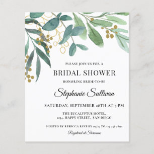 Budget Eucalyptus Foliage Bridal Shower Invation