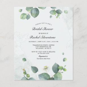 Budget Eucalyptus Foliage Bridal Shower Invation Flyer