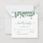 Budget Eucalyptus Foliage Leaves Weddenschap RSVP  Notitiekaartje (Voorkant)