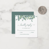 Budget Eucalyptus Foliage Leaves Weddenschap RSVP  Notitiekaartje (Voorkant / Achterkant in situ)