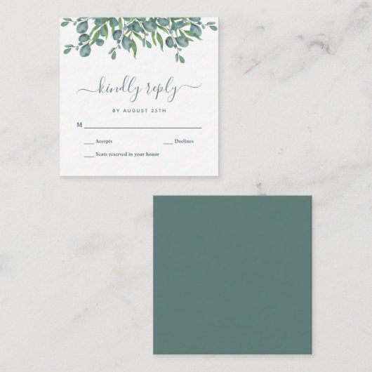 Budget Eucalyptus Foliage Leaves Weddenschap RSVP  Notitiekaartje (Voorkant / Achterkant)