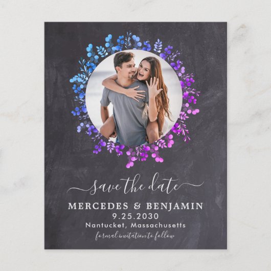 Budget Eucalyptus Foliage Photo Save the Date Kaar (Voorkant)