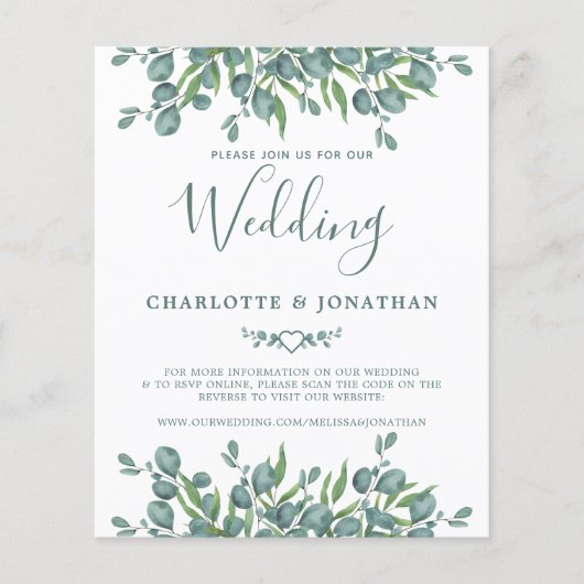 Budget Eucalyptus Foliage QR Code Weddenschap Uitn (Voorkant)