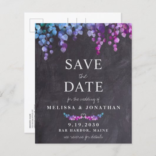 Budget Eucalyptus Foliage S QR Code Save the Date (Voorkant / Achterkant)