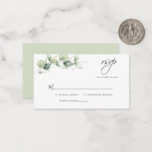 Budget Eucalyptus Foliage Weddenschap RSVP-kaart Notitiekaartje (Voorkant / Achterkant in situ)