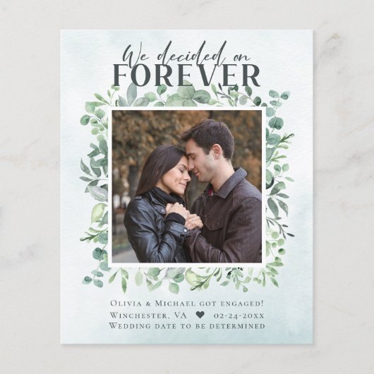 Budget Eucalyptus Forever Verloving Aankondiging (Voorkant)