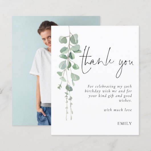 Budget Eucalyptus Foto 50e verjaardag Dank u (Voorkant / Achterkant)