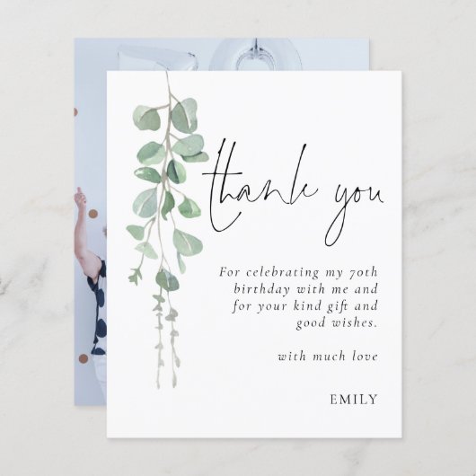 Budget Eucalyptus Foto 70e verjaardag Dank u (Voorkant / Achterkant)