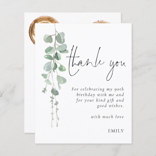 Budget Eucalyptus Foto 90e verjaardag Dank u (Voorkant / Achterkant)