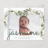 Budget Eucalyptus Foto Baby - Aankondiging geboort Flyer (Voorkant)