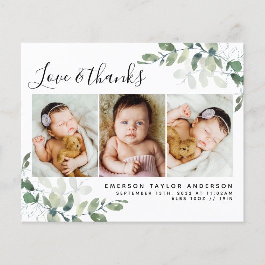 Budget Eucalyptus Foto Baby Hartelijk dank Briefka (Voorkant)