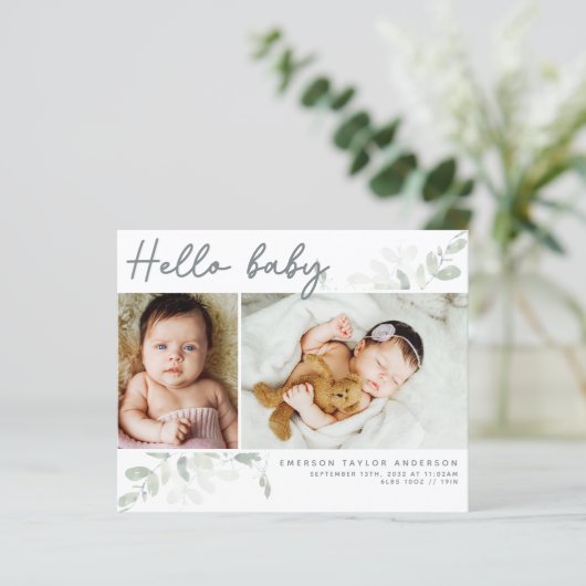 Budget Eucalyptus Foto Hallo Baby Ansichtkaart (Staand voorkant)