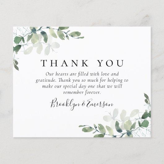 BUDGET Eucalyptus Foto Huwelijks Dankkaart (Voorkant)