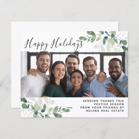 Budget Eucalyptus Foto Prettige feestdagen Kaart (Voorkant / Achterkant)