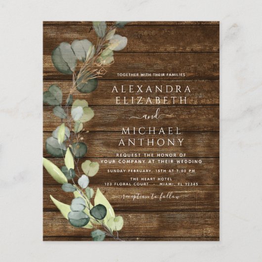 Budget Eucalyptus Foto Rustic Country Wedding (Voorkant)