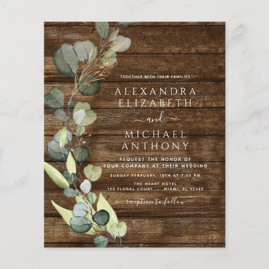 Budget Eucalyptus Foto Rustic Country Wedding (Voorkant)
