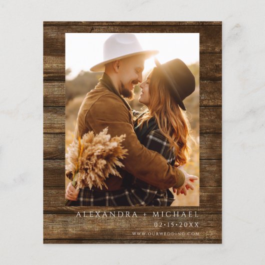 Budget Eucalyptus Foto Rustic Wedding Uitnodiging Flyer (Achterkant)