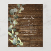 Budget Eucalyptus Foto Rustic Wood Weddenschap Flyer (Voorkant)