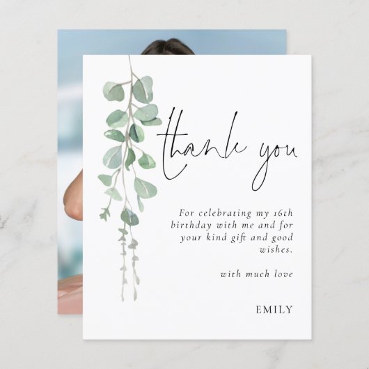Budget Eucalyptus Foto Sweet Sixteen Dank u (Voorkant / Achterkant)
