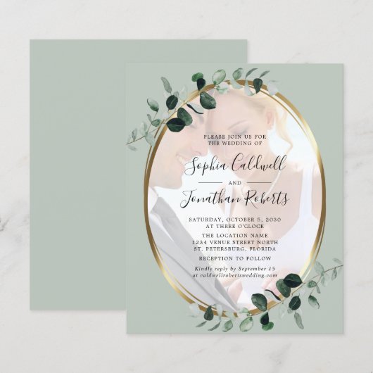 Budget Eucalyptus Foto Website RSVP Sage Weddensch (Voorkant / Achterkant)