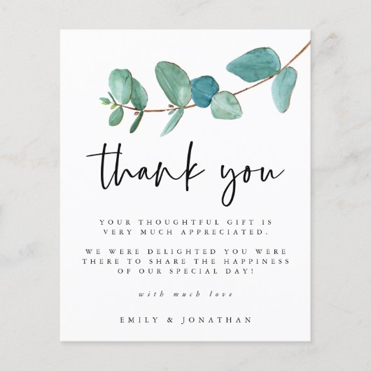 Budget Eucalyptus foto Weduwschap Bedankt (Voorkant)