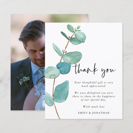Budget Eucalyptus Fotobruiloft Hartelijk dank (Voorkant / Achterkant)
