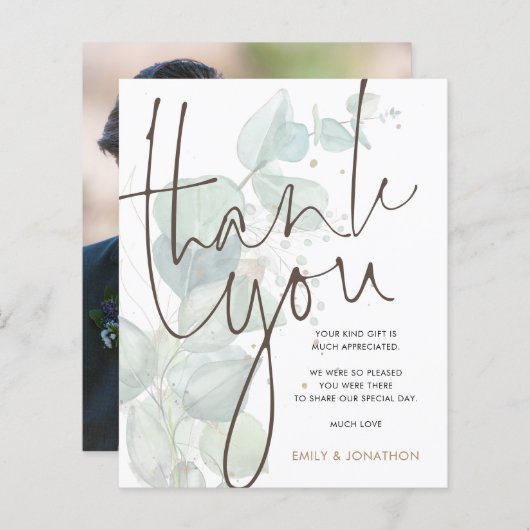 Budget Eucalyptus Fotobruiloft Hartelijk dank (Voorkant / Achterkant)