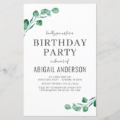 Budget Eucalyptus Girly Birthday Party Invitation (Voorkant)