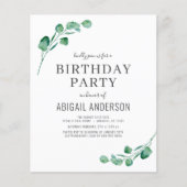 Budget Eucalyptus Girly Birthday Party Invitation (Voorkant)