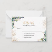 Budget eucalyptus glitter bruiloft RSVP-kaart Notitiekaartje (Voorkant)